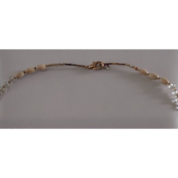 Stunning Handcrafted Tigers Eye Bar~Faceted Crystals & Gold Bead Necklace - Picture 3 of 3